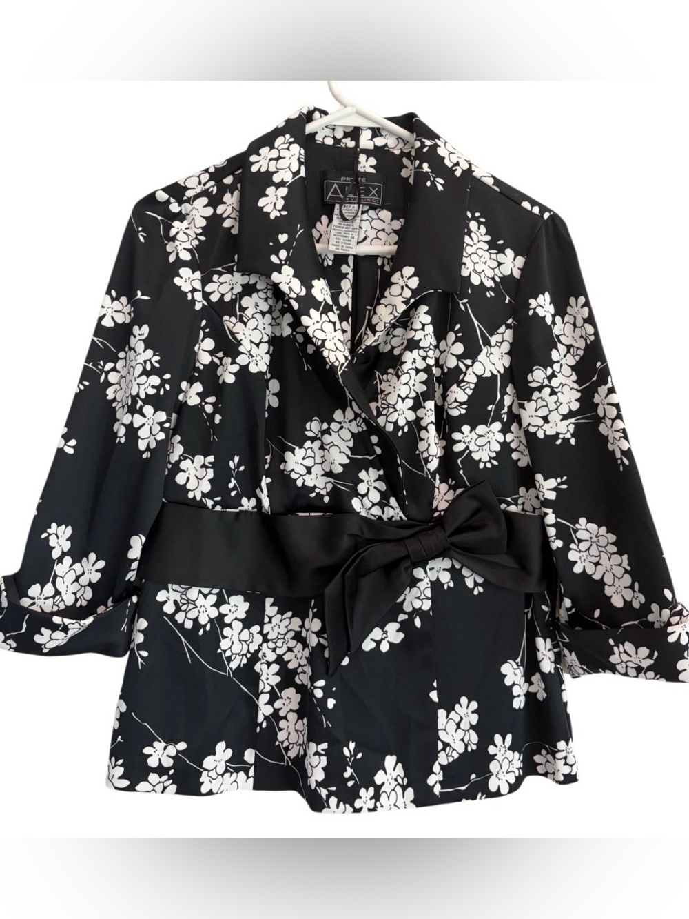 Alex Evenings Petite Floral Jacket Top Wide Tide Sash Size Medium Petite MP